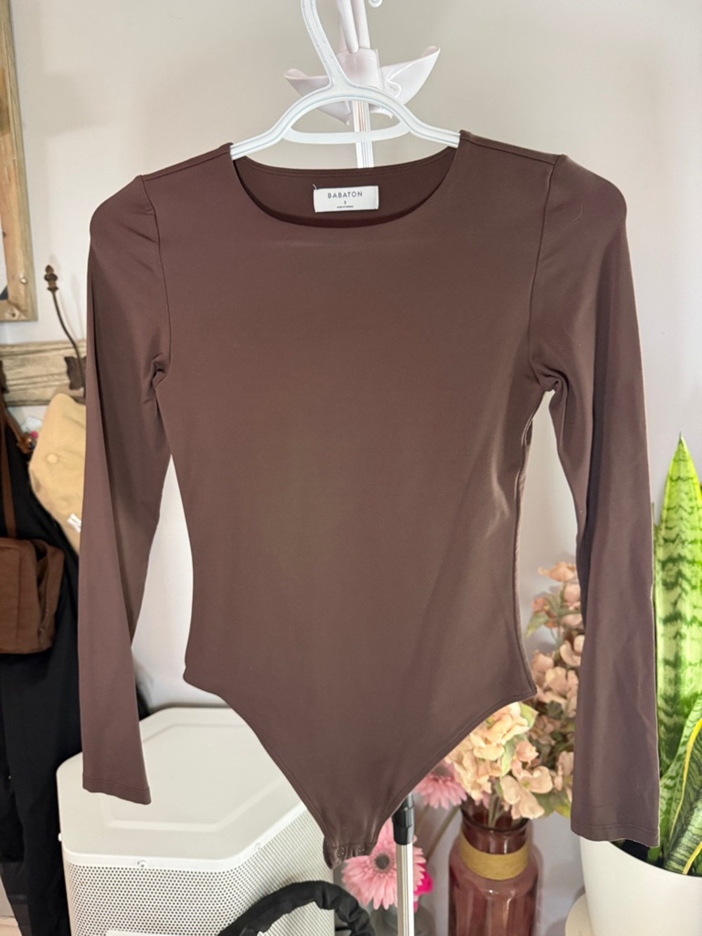 Babaton Chocolate Brown Long Sleeve Bodysuit